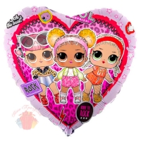 Шар (18''/46 см) Сердце, Куклы ЛОЛ / COR. LOL, Стильные подружки, Розовый, 1 шт.
