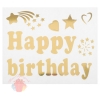 Наклейка на полимерные шары С днем рождения, печатные буквы, цвет золотой