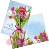 Открытка 8 марта, тюльпаны на голубом, глиттер 12 х 18 см