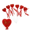 Сердце на палочке бархатное (набор 6 шт) Love, цвет красный