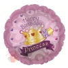 Шар фольгированный Круг, С Днем рождения (корона принцессы), Розовый с гелием