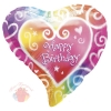 Шар С днем рождения Акварель / Watercolour Birthday Heart S40 с гелием