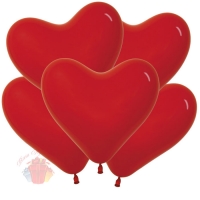 Воздушные шары Сердце Красный, Пастель Red 12"/30 см  (12 шт.)